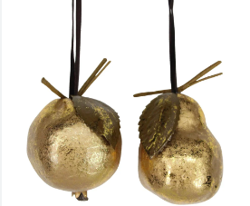Antique Gold Acrylic Pear/Pomegranate Dec, O.