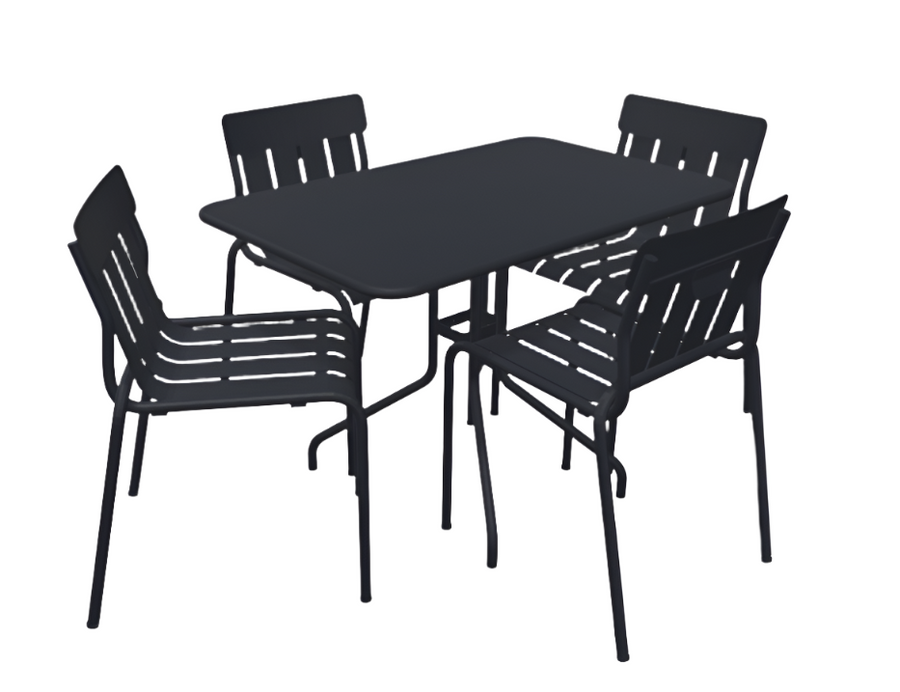 Fermob- Petale & Stripe Dining Set/ Anthracite