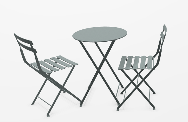 Fermob Bistro Set- Lapilli Grey- 60cm Table and 2 Chairs