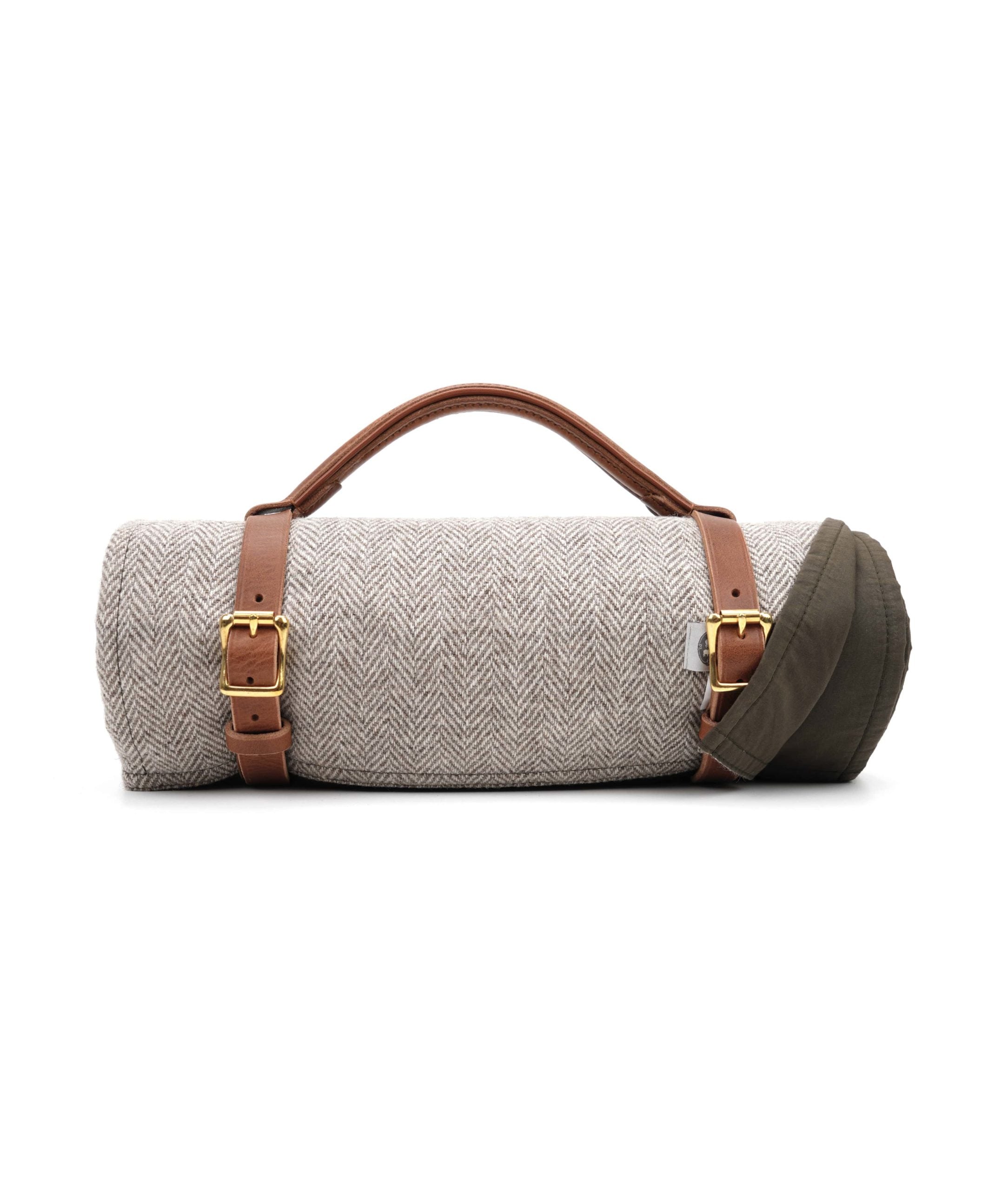So Cosy - Roll Up Picnic Blanket with Leather Straps / Dusky Green