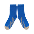 Catherine Tough - Women's Lambswool Ankle Socks / Striped Sole Blue (Size 4-7 UK)