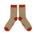 Catherine Tough - Women's Lambswool Ankle Socks / Oat & Orange (Size 4-7 UK)
