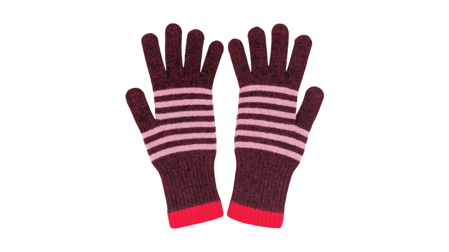 Catherine Tough Lambswool Gloves Bordeaux/Dusty Pink One Size