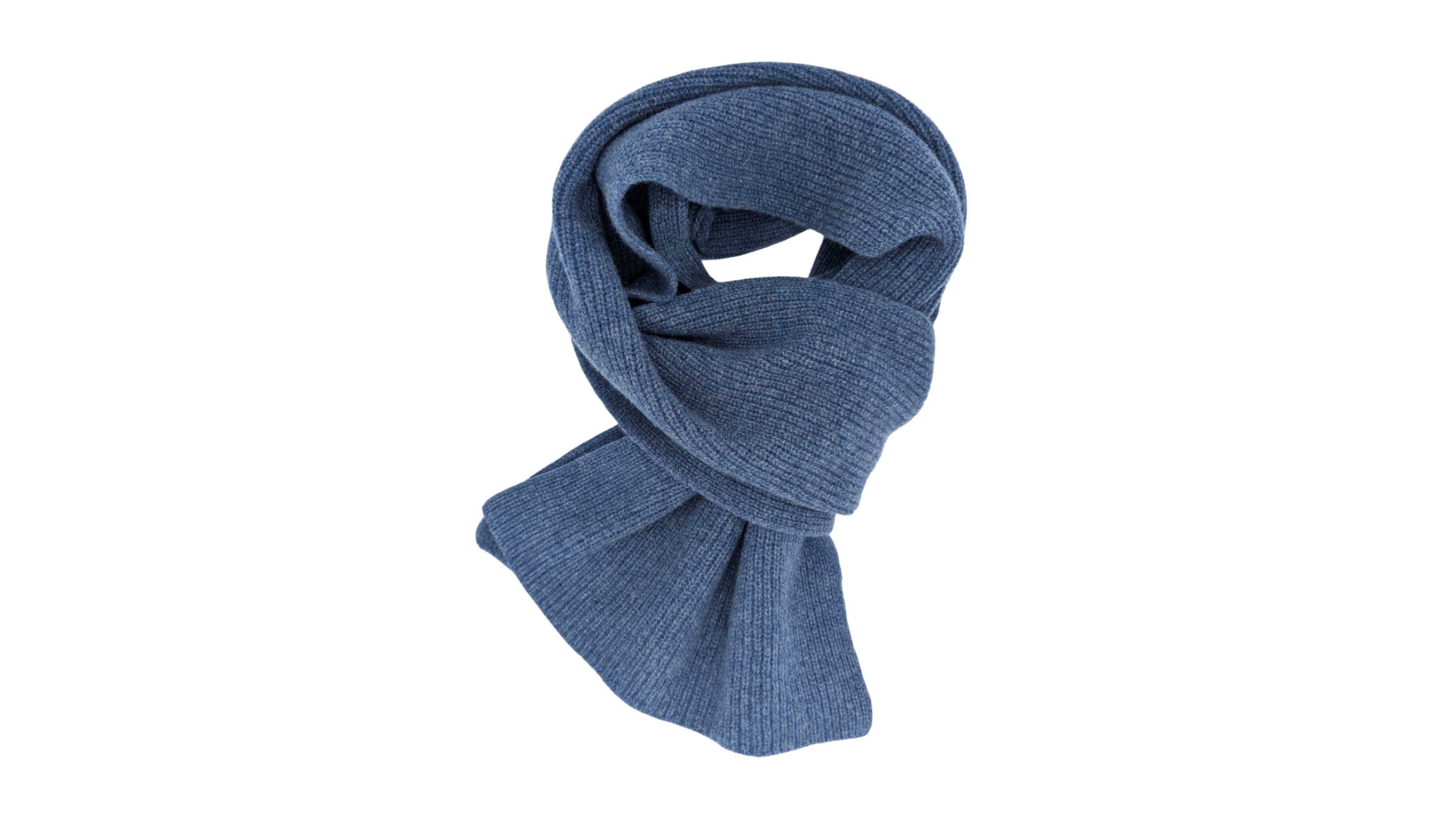 Catherine Tough Lambswool Rib Scarf Blue 30 x 200 cm