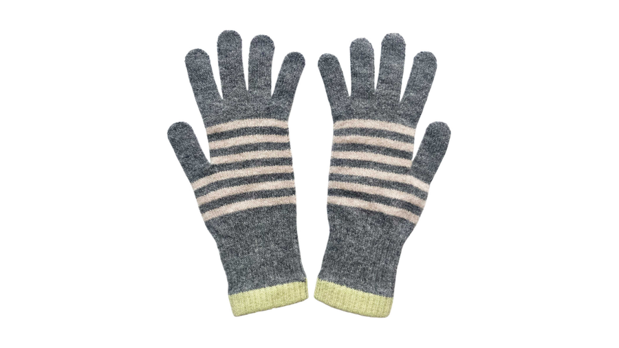 Catherine Tough lambswool Stripe Grey/Mint One Size