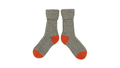 Catherine Tough - Unisex Recycled Silk Blend Ribbed Socks / Grey & Orange (Size 4-7 UK)