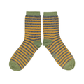 Catherine Tough - Woman's Lambswool Ankle Socks Stripe Yellow and Grey