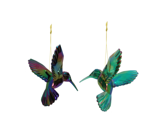 Acrylic Peacock Hummingbird 2 Assorted (7x9x10cm)