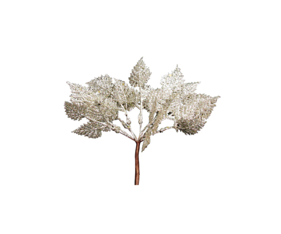 Pale Gold Sparkling Acrylic Leaf Bunch Pick .