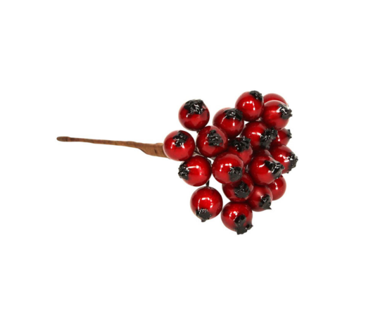 Red Holly Berry Bunch - 8cm .