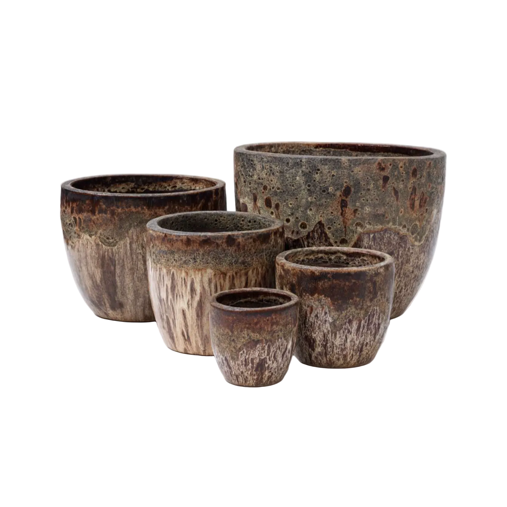 Glazed Ceramic Classic Egg Pot "Falling Brown" 380 x 300mm