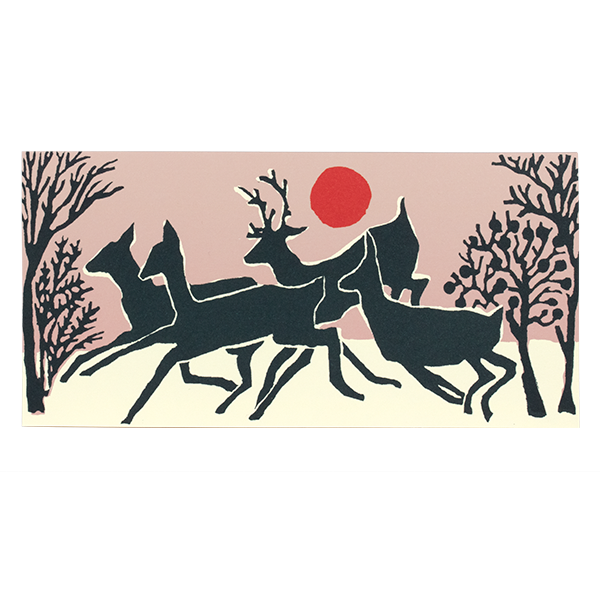 Cambridge Imprint - Pack of Ten Smaller Long Cards The Running of the  Deer