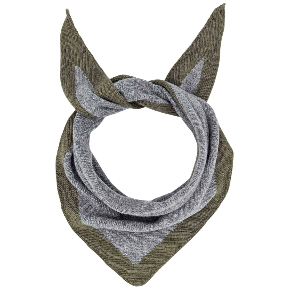 Catherine Tough - Lambswool Triangle Scarf PLAIN - MID GREY / KHAKI