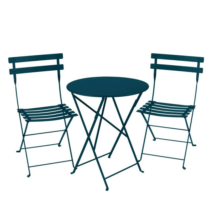 Fermob- Bistro Set - Acapulco Blue - 60cm Table and 2 Chairs