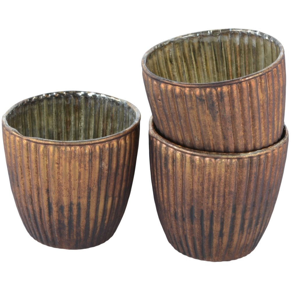 Grand Illusions - Ribbed Beaker Votive / Large - Old Gold