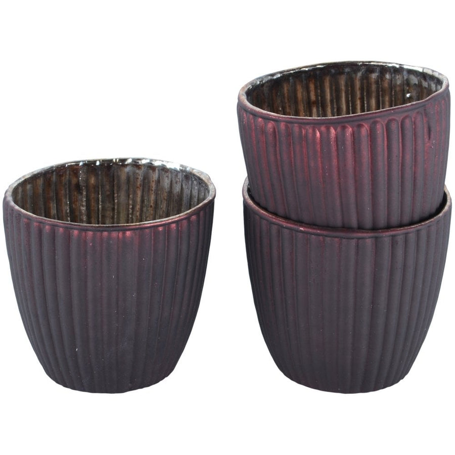 rand Illusions - Ribbed Beaker Votive Matt Dark Red / Large