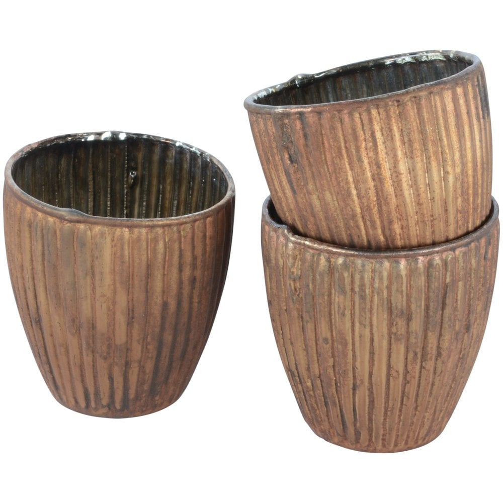 Grand Illusions - Ribbed Beaker Votive / Small - Old Gold