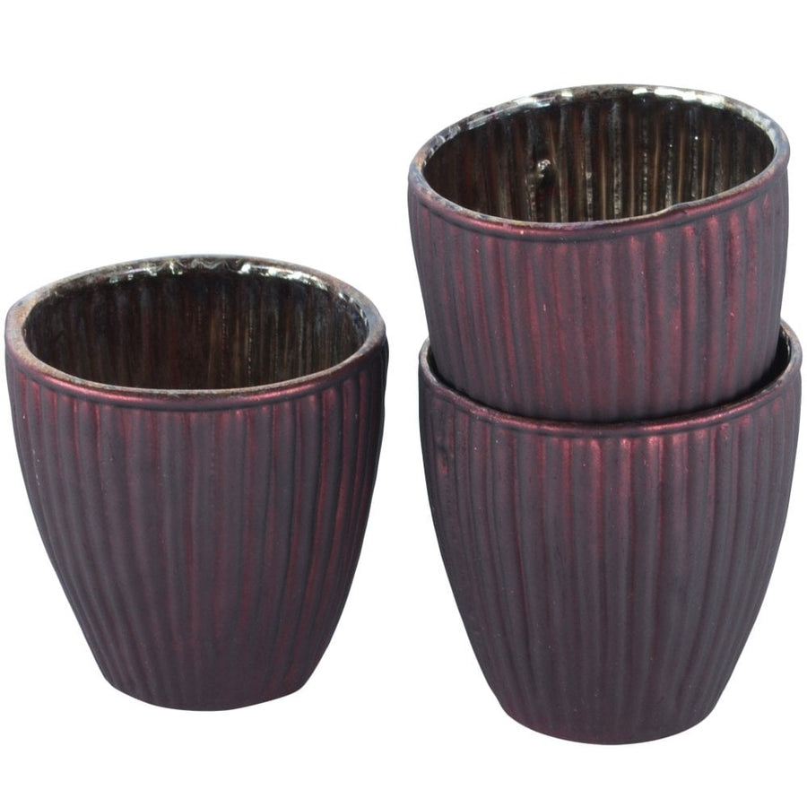 Grand Illusions - Ribbed Beaker Votive Matt Dark Red / Small