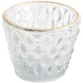 Grand Illusions - Tealight Holder Pressed Diamond w/ Gold Rim