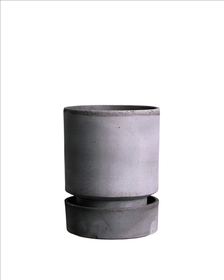 Bergs - The Hoff Plant Pot & Saucer Grey 18cm