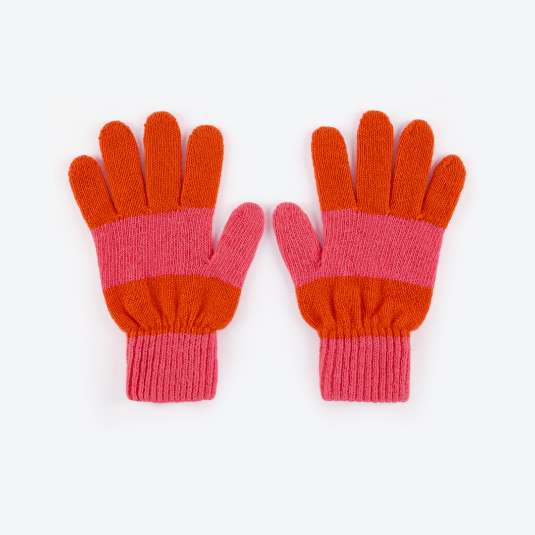 Miss PomPom - Pink & Orange Wool Gloves