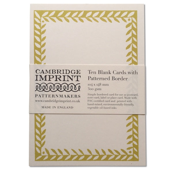 Cambridge Imprint - Blank Cards with Patterned Border 10Pk / Acid Yellow