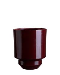 Bergs - The Hoff Plant Pot & Saucer Deep Burgundy Glazed 14cm