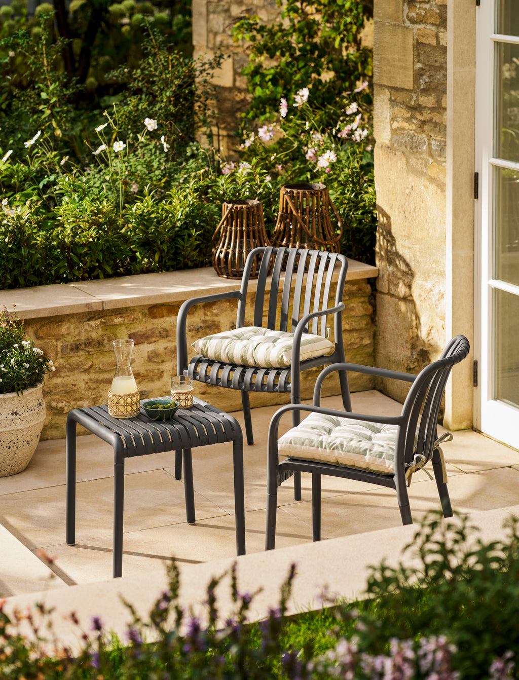 Garden Trading - Edgeworth Armchairs & Side Table Set / Carbon