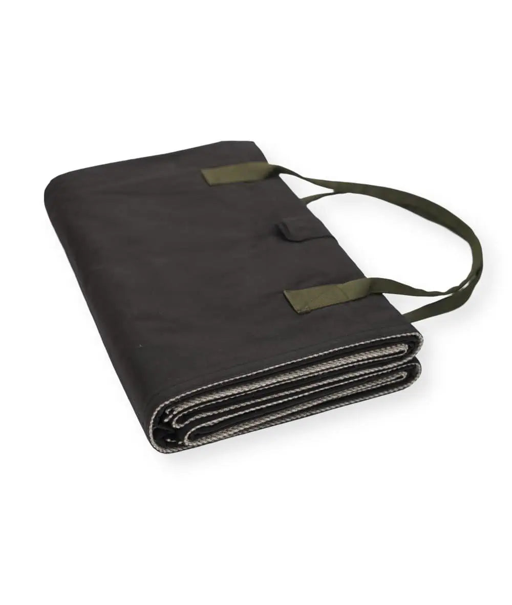 So Cosy Foldaway Picnic Blanket - Dark Walnut Waxed Cotton & Undyed Wool