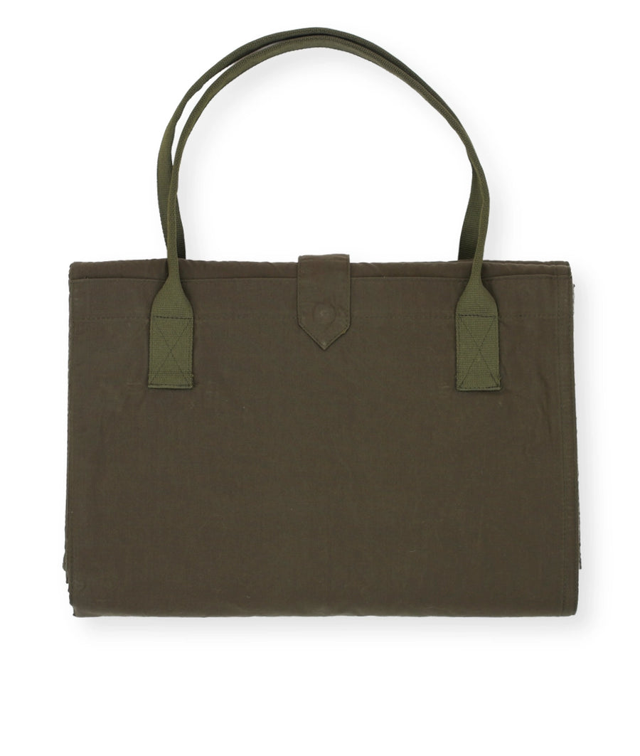 So Cosy Foldaway Picnic Blanket - Dusky Green Waxed Cotton & Undyed Wool