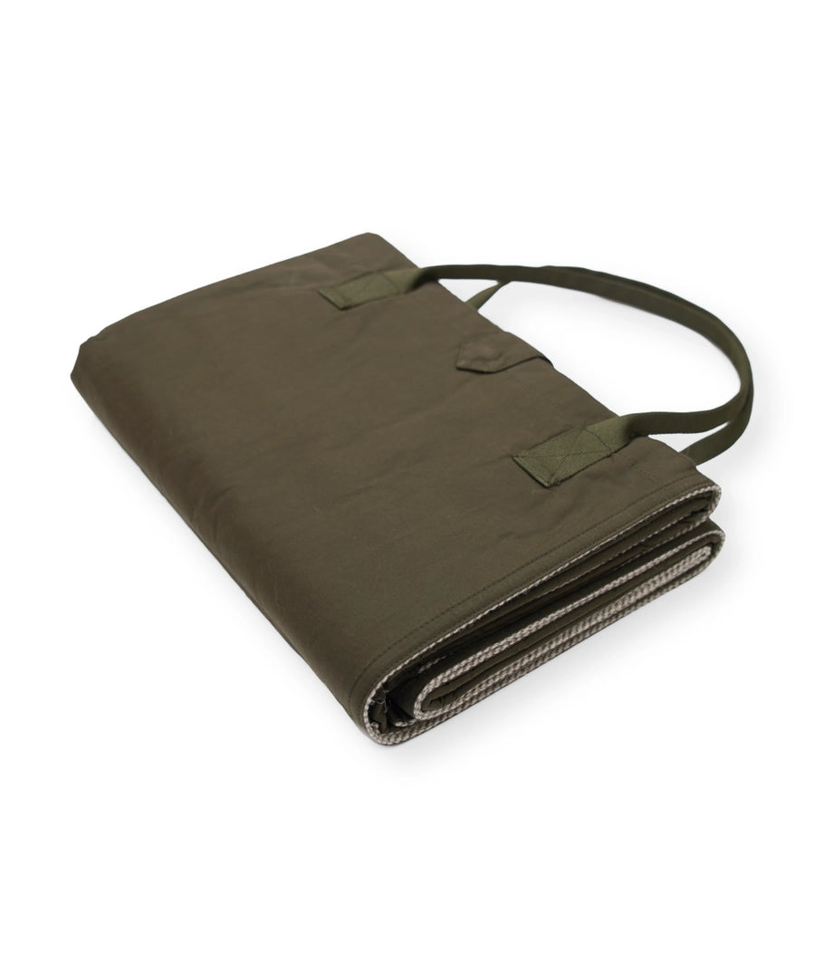 So Cosy Foldaway Picnic Blanket - Dusky Green Waxed Cotton & Undyed Wool
