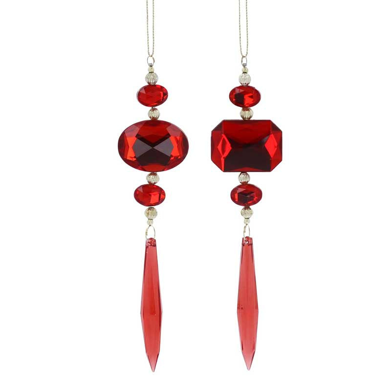 Red Diamante Icicle Drop (17x4x1cm)
