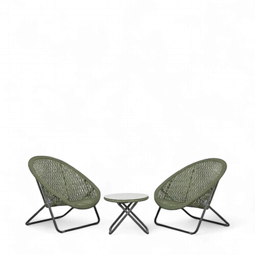 Pacific - Outdoor Green Foldable Lounge Set (Faux Rattan)