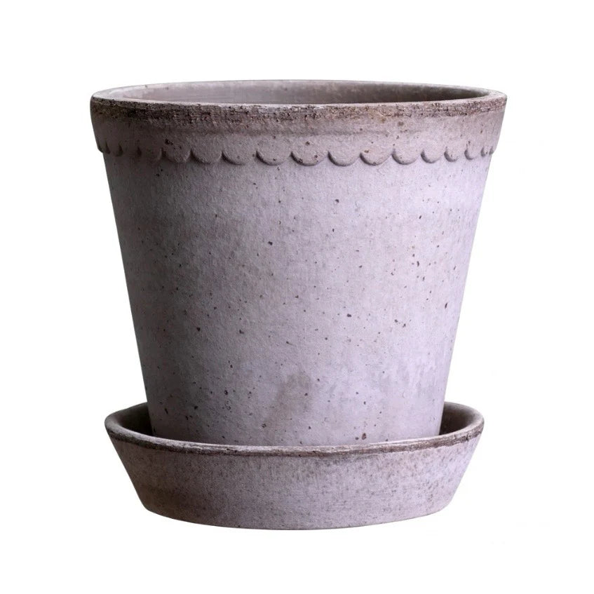 Bergs - Helena Plant Pot & Saucer Grey 21cm