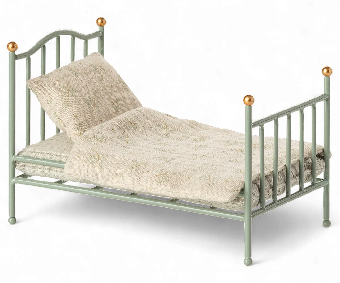 Maileg - Vintage Single Bed, Mouse - Mint