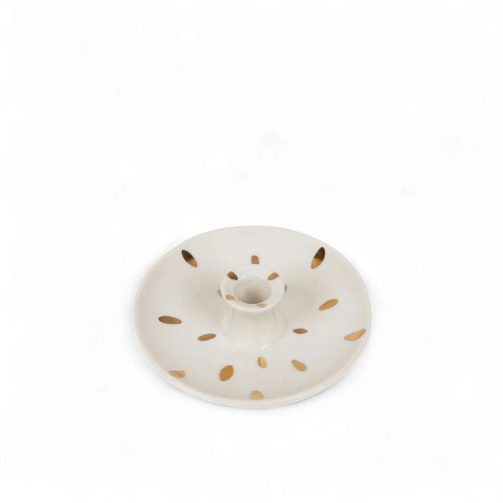 St Eval - Gold Brushmarks, 1/2" Candle Holder
