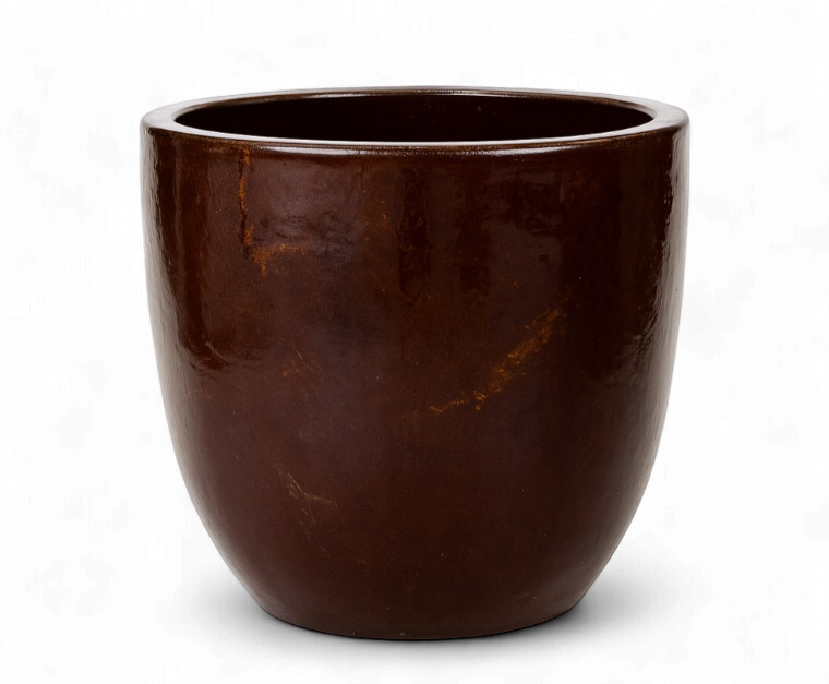 The Pot Company - Glazed Ceramic Egg Pot "Brown" 370 x 350mm