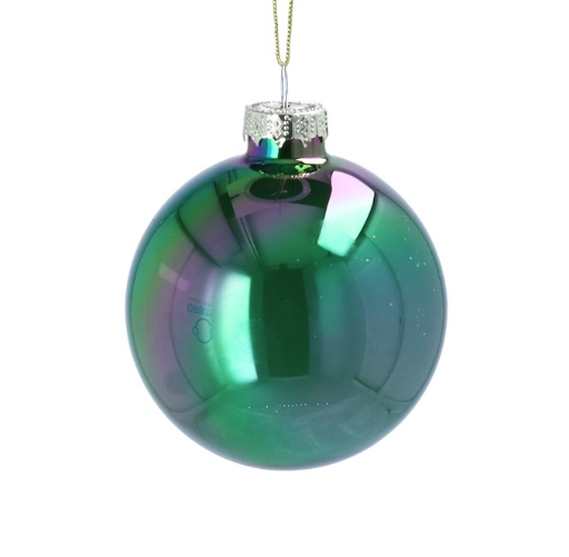 Peacock Lustre Glass Ball (8x8x8cm)