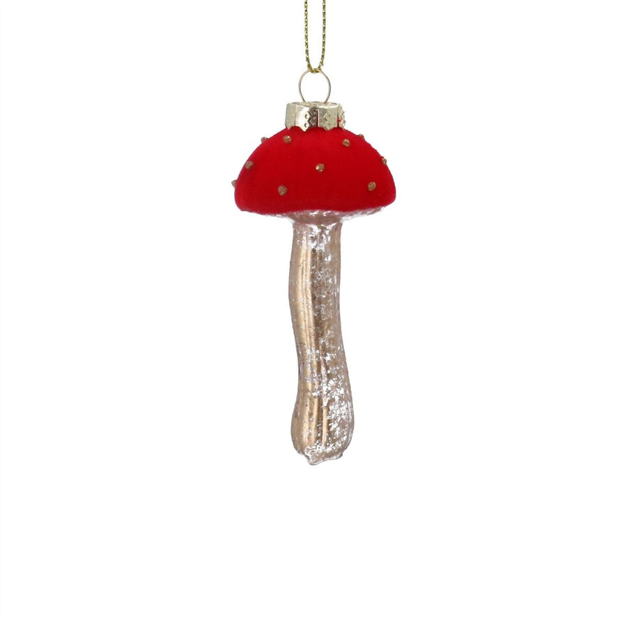 Red Flock/Gold Glass Toadstool Dec ~S .