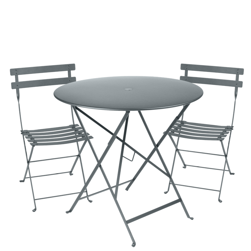 Fermob Bistro Set - Storm Grey - 77cm Table and 2 Chairs