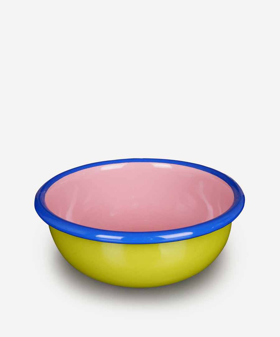 Bornn Colorama- Bowl 12cm Chartreuse and Soft Pink with Electric Blue Rim