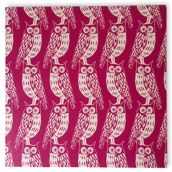 Cambridge Imprint Square Notebook with Lined Paper in Owls Fuchsia