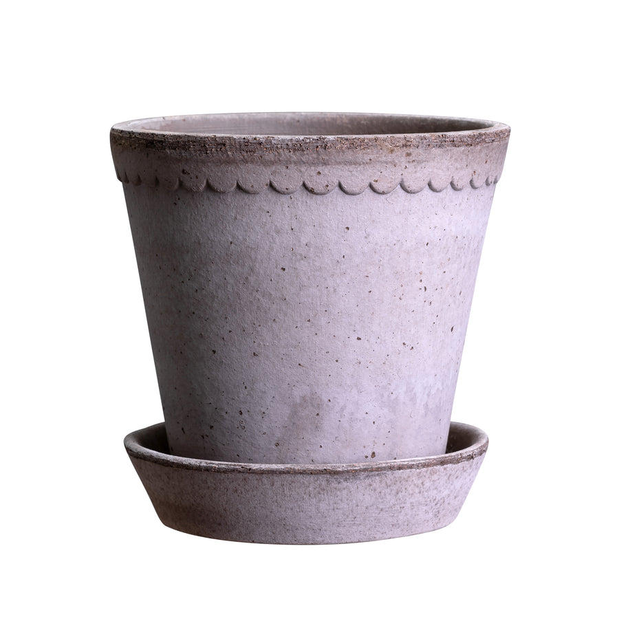 Bergs - Helena Plant Pot & Saucer Grey 12cm