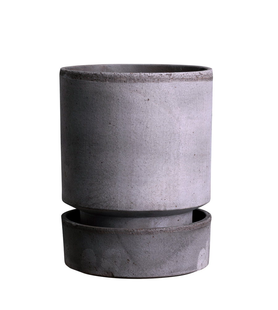 Bergs - The Hoff Plant Pot & Saucer Grey 14cm