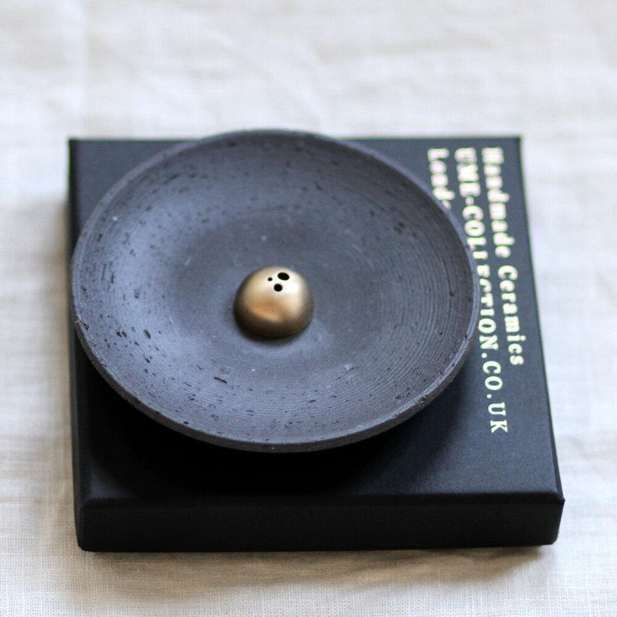 UME Incense & Smudging Dish - Black Stoneware