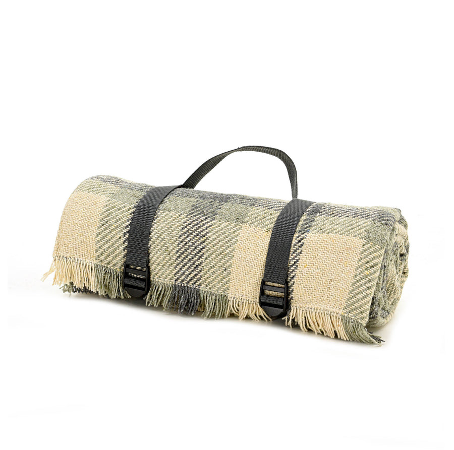Tweedmill Textiles- Keith Check Rug Roll Duck Egg & Charcoal
