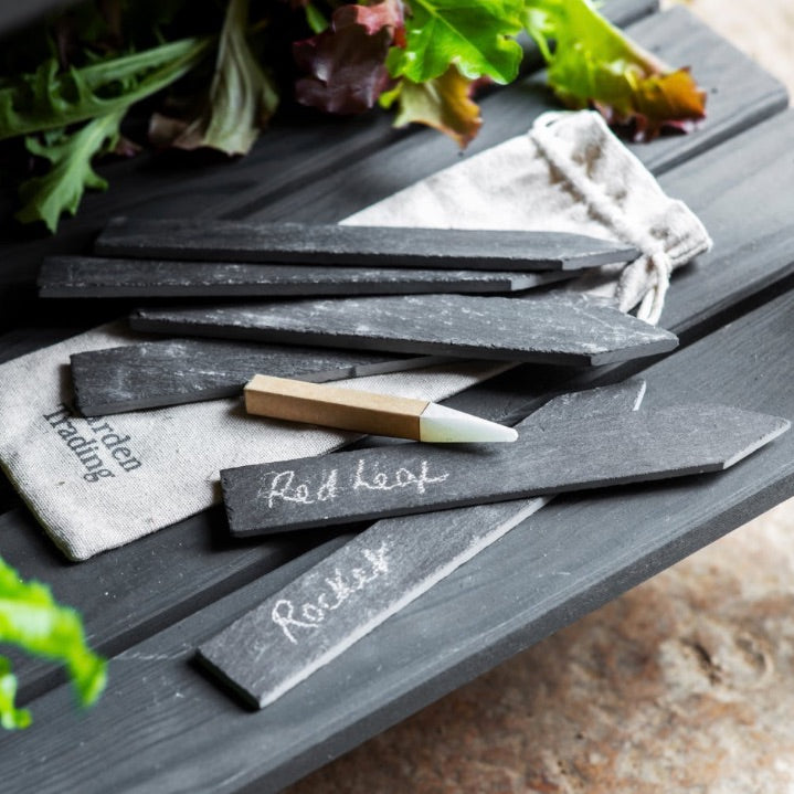 Garden Trading - Set of 6 Large Slate Plant Tags with Soapstone Pencil