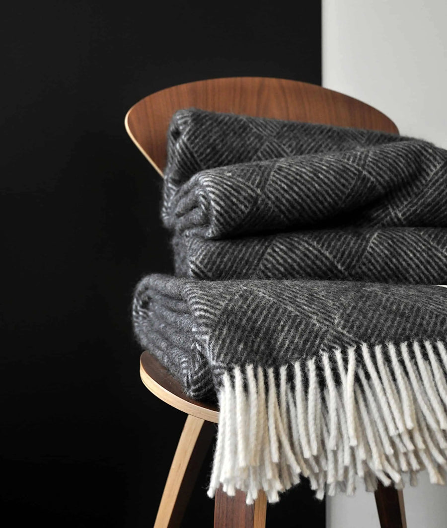 So Cosy Derry Throw- Charcoal & Cream