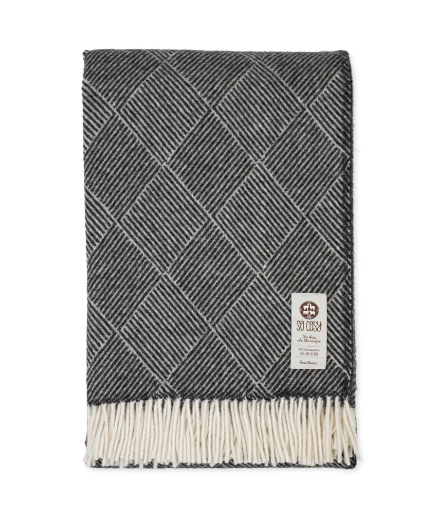 So Cosy Derry Throw- Charcoal & Cream